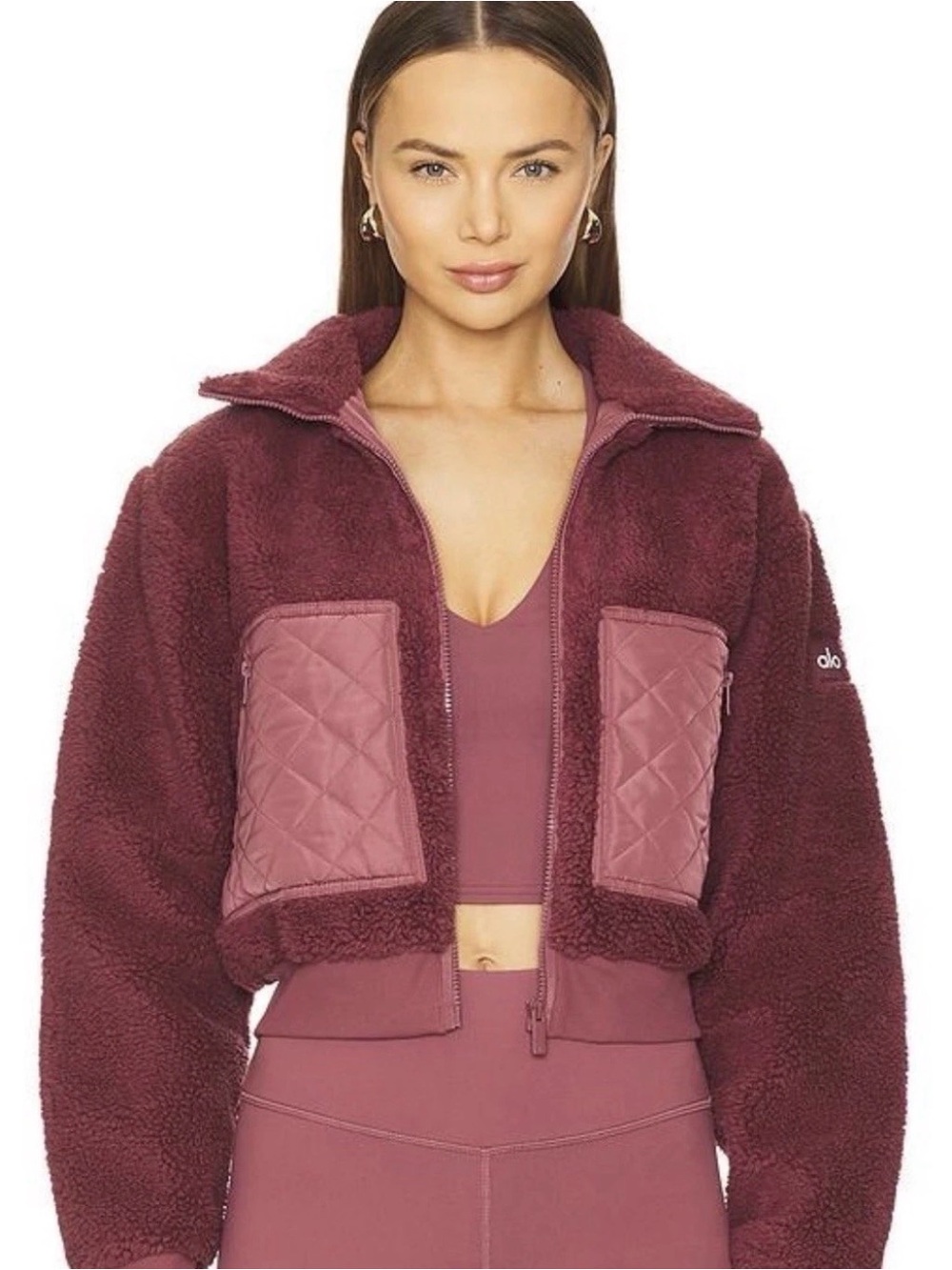 Alo Yoga Sherpa Bomber Jacket – Burgundy – Women’s- Medium - NWT